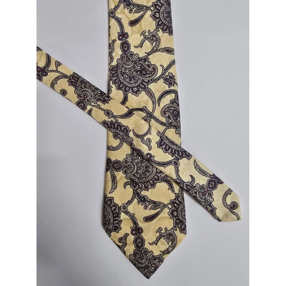 Preswick & Moore Designer Necktie Mens OS Beige Ornate Paisley All Silk Classic